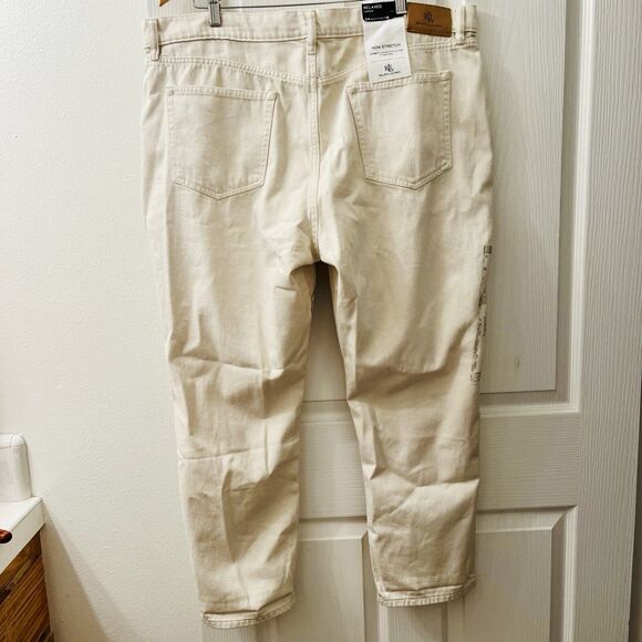 Lauren Ralph Lauren Women’s 18 Relaxed Taper Ankle Jean Cream Wash Print $195 - Picture 3 of 12